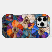 輝くステンドグラスの花の傑作 iPhoneケース (裏面横)