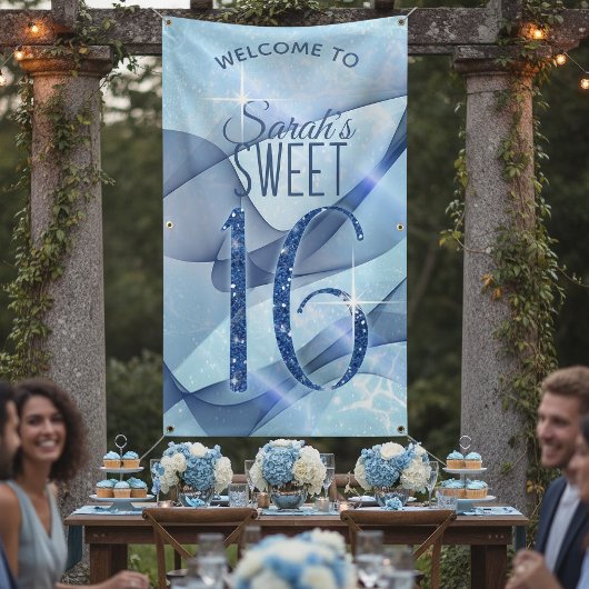 輝くスワール Sweet Sixteen ブルー ID652 横断幕