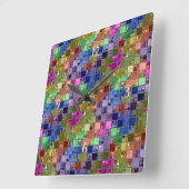 輝くタイル宝石モザイクアート スクエア壁時計 (傾斜)