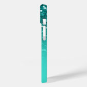 輝くターコイズグリッター ターコイズブルーのグラデーション モノグラム Case-Mate iPhoneケース (裏面 / 左)