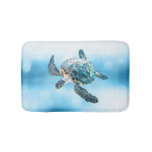 輝くターコイズブルーのウミガメ | 海辺のスタイル