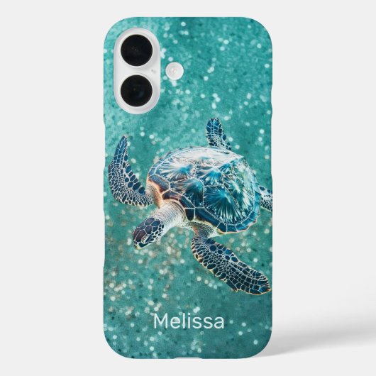 輝くターコイズブルーのウミガメ | 海辺のデザイン Case-Mate iPhoneケース (裏面)