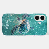 輝くターコイズブルーのウミガメ | 海辺のデザイン Case-Mate iPhoneケース (裏面 (横))
