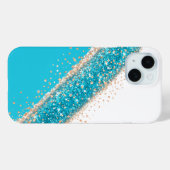 輝くターコイズブルーのスパークルスマホケース Case-Mate iPhoneケース (裏面 (横))