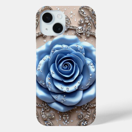 輝くダイヤモンドの青いバラ Case-Mate iPhoneケース (裏面)