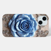輝くダイヤモンドの青いバラ Case-Mate iPhoneケース (裏面 (横))