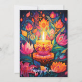 輝くディワリの豪華なカード 招待状 (正面)