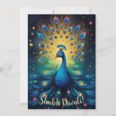 輝くディワリ喜び：喜ばしい孔雀🦚 招待状 (正面)