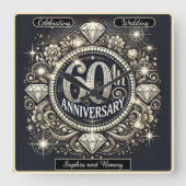 輝くトリビュート：60周年記念デザイン スクエア壁時計 (正面)