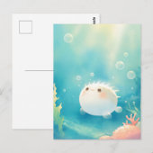 輝くトロピカルオーシャンの中のかわいいフグ ポストカード (正面/裏面)