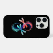 輝くトンボのあるインフィニティ iPhoneケース (裏面横)