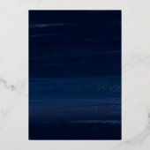 輝くネイビーゴールドの雪の結晶とトナカイ＆ジュエル写真 箔シーズンカード (裏面)