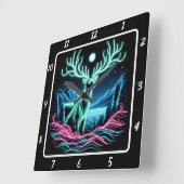 輝くネオンバック スクエア壁時計 (傾斜)