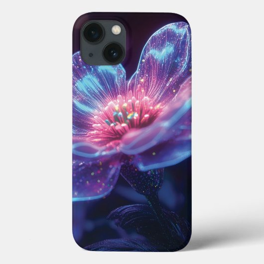 "輝くネオンフラワー – 魅惑の宇宙フラワーズ Case-Mate iPhoneケース (裏面)