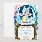 輝くハッピー ドラゴン バースデー 招待状 (正面/裏面)