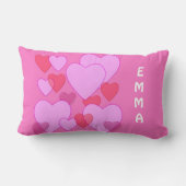 輝くハートのバレンタイン ピンクの名入れ ランバークッション (裏面)