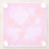 輝くハートのピンクのバレンタイン ガラスコースター (裏面)