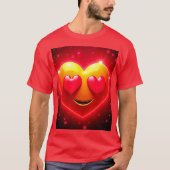 輝くハートの目をした顔の感情表現 Tシャツ (正面)
