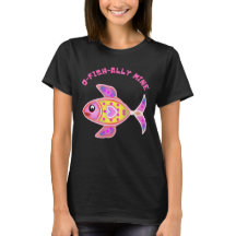 輝くハートの魚：輝くネオンピンクの可愛いTシャツ
