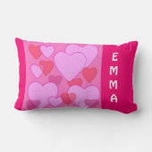 輝くハートバレンタインパーソナライズされたランバー ランバークッション (裏面)