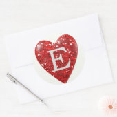 輝くハートレターE （赤） ラウンドシール (封筒)