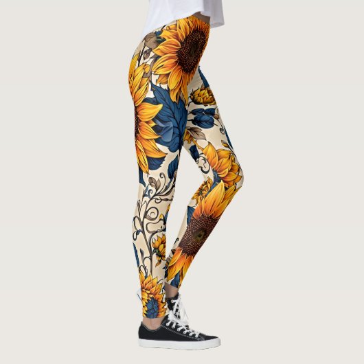 輝くヒマワリの至福:私たちの活気を受け入れる レギンス (右)