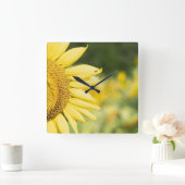 輝くヒマワリ スクエア壁時計 (ホーム)