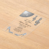 輝くヒールとシルバーディスコボールスウィート16 アクリル招待状 (レイダウン)