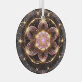 輝くピンクの華 ガラスオーナメント (正面右)