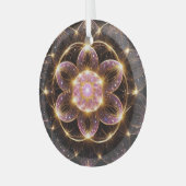 輝くピンクの華 ガラスオーナメント (正面左)