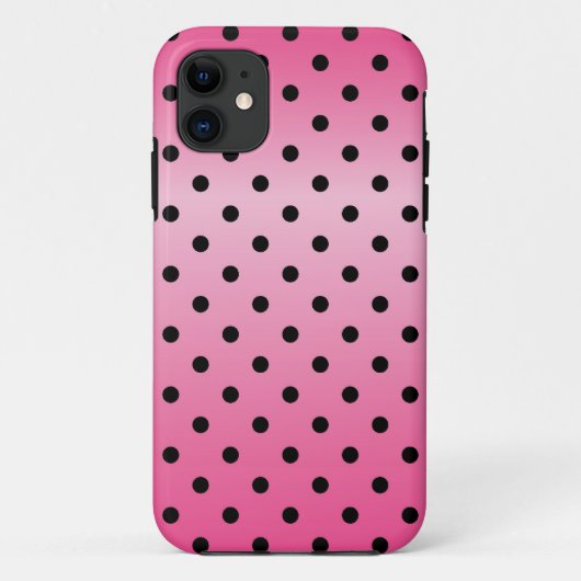 輝くピンクの黒い水玉 Case-Mate iPhoneケース (裏面)