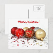 輝くファンシー星のクリスマスボールオーナメント シーズンポストカード (正面/裏面)