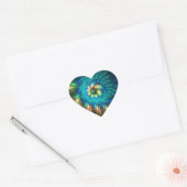 輝くファンタジーの花, カラフルな抽象フラクタル ハートシール (封筒)