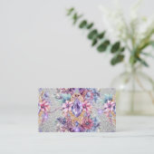 輝くフェミニンフローラグリッター芸術 名刺 (スタンド正面)