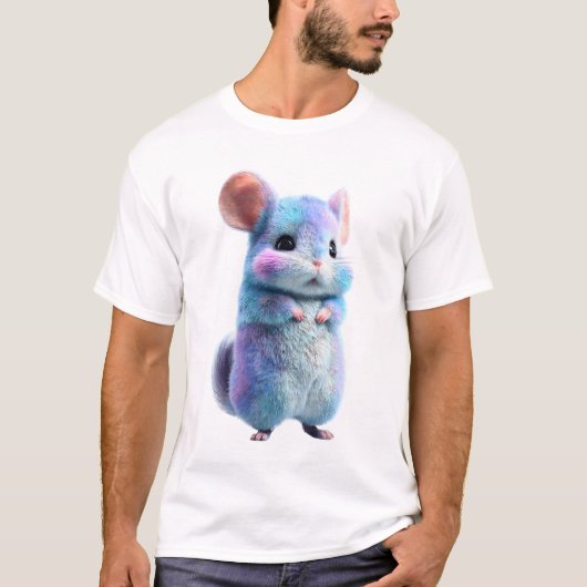 輝くフワフワの虹色の銀河ネズミ男 Tシャツ (正面)