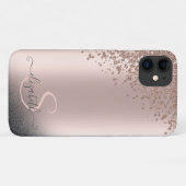 輝くブラック+ダイヤモンド+バラエティゴールドモノグラム Case-Mate iPhoneケース (裏面(横))