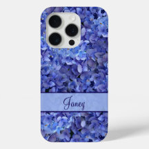 輝くブルーハイドレンジアの花柄iPhone Xケース