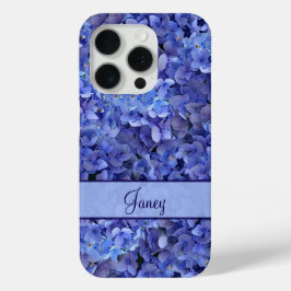 輝くブルーハイドレンジアの花柄iPhone Xケース iPhone 15 Proケース