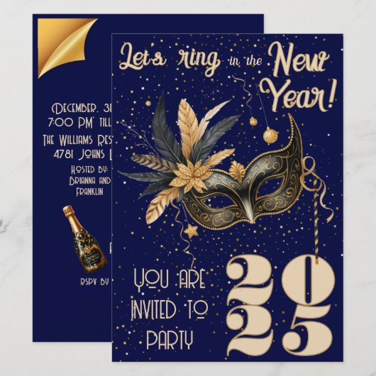 『輝くブルー』新年会パーティー 招待状 (正面/裏面)