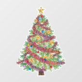 輝くホリデークリスマスツリー窓用ステッカー ウィンドウサイン (シート)