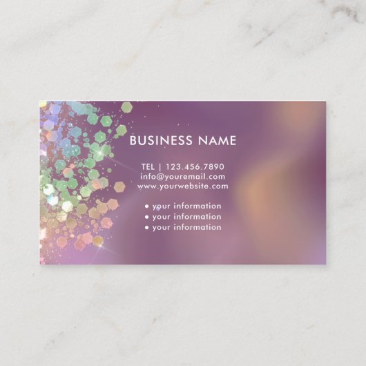 輝くホログラフィックグリッターエレガントメイクアップアーティスト 名刺 (裏面)