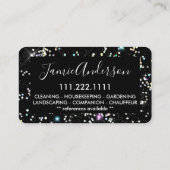 輝くホログラフィックグリッター美しいブラックエレガント 名刺 (裏面)