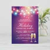 輝くボケのストリングライト ホリデーコックテールパーティー 招待状 (スタンド正面)