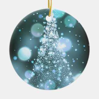 輝くボケのメリークリスマスツリー セラミックオーナメント