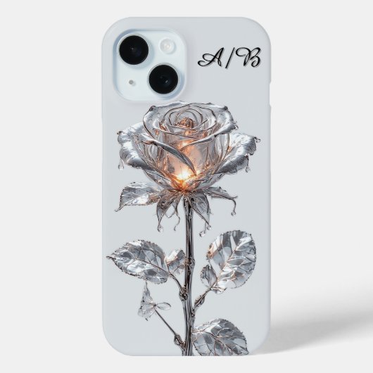 輝くメタリックシルバーローズ Case-Mate iPhoneケース (裏面)