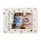 輝くメリークリスマスの家族かわいい写真 マグネット (横)