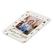 輝くメリークリスマスの家族かわいい写真 マグネット (左側)