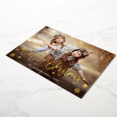 輝くメリークリスマスフォトGREETINGゴールドフォイルH 箔シーズンカード (回転した状態)