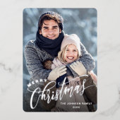 輝くメリークリスマスフォトGREETINGシルバー 箔シーズンカード (正面)