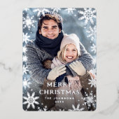 輝くメリークリスマスフォトGREETINGシルバー 箔シーズンカード (正面)